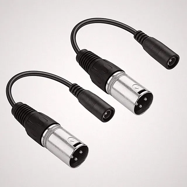 2 Pack 2A DC Power Cable 5.5x2.1mm Female to 3 Pin XLR Male Adapter 15cm