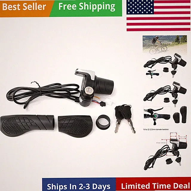 36V Electric Bike Throttle with LCD Display, Twist Grip Handlebar Controller...