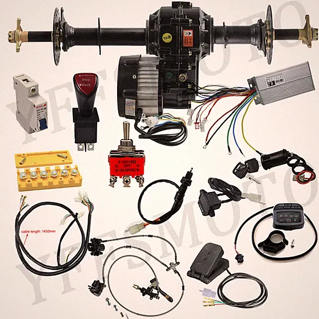 48V 1000W Brushless Motor 30"Rear Differential Axle Kit for E-bike Quad Tricycle