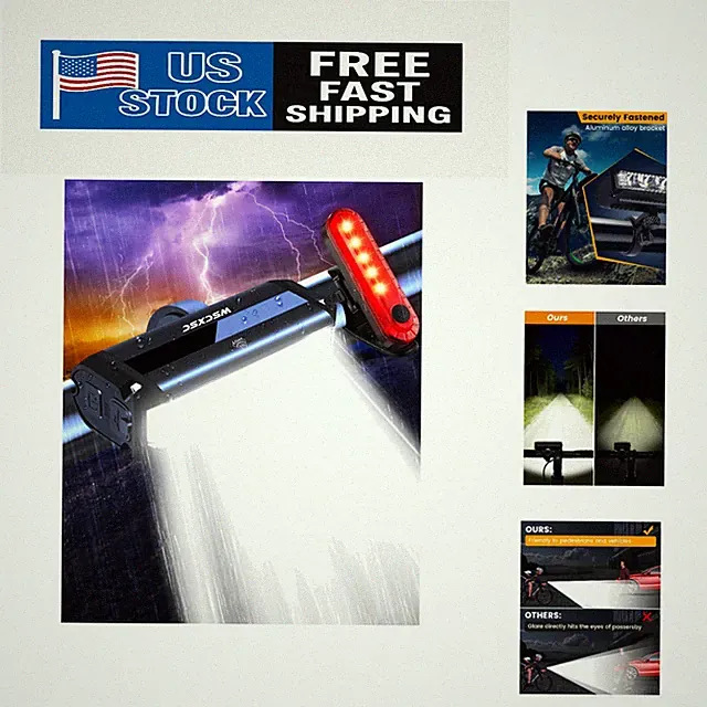 Durable 1200 Lumen Waterproof Bicycle Light Set - Ideal for Off-Road Adventures