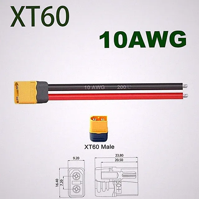 Ebike Li-Ion Battery Solar Panel Extension Cable Wire XT60 Male Connectors Wire