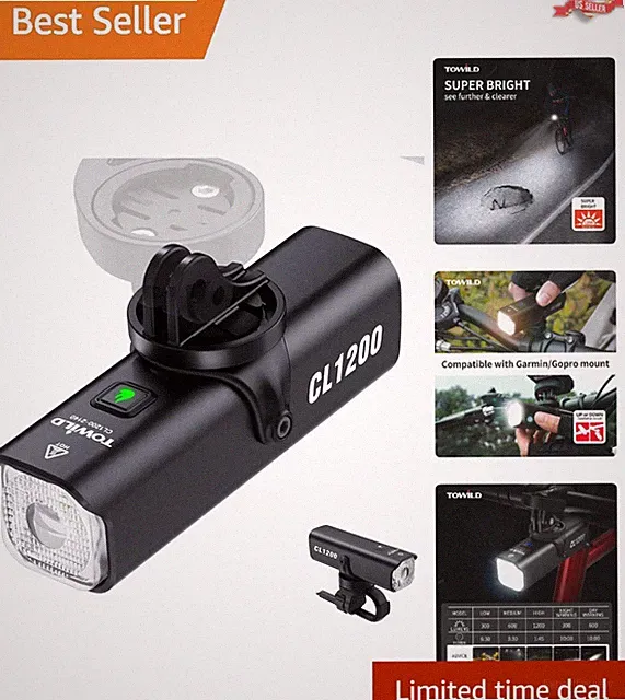 Garmin/GoPro Compatible 1200 Lumen Bike Headlight for Safe Night Riding