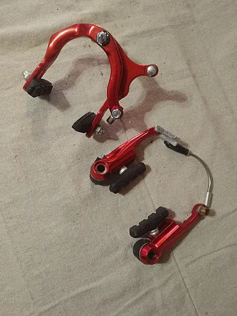 Power Red Metallic Bicycle Brakes Set Front And Rear Very Gently Used