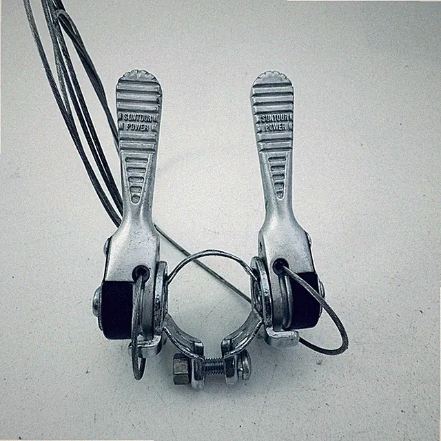 Vintage Suntour Power Downtube Shifters Clamp On Double Lever Road Bike S01
