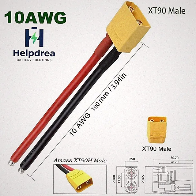XT90 FEMALE PLugs 10AWG 10cm Cable emergency Power supply battery Ebike Battery