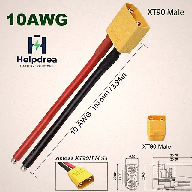 XT90 Male Lugs 10AWG 10cm Cable emergency DC Power supply battery Ebike Battery